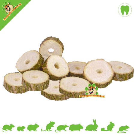 Elmato Wooden Nibble Gnawing Wood Discs Birch with hole for Rodents & Rabbits!