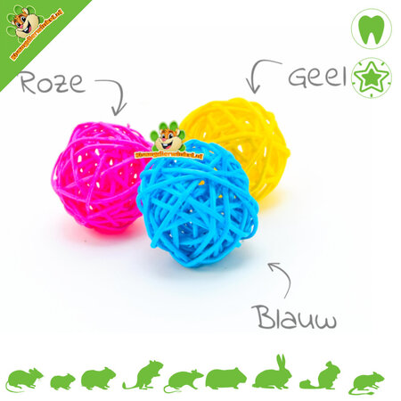 Colored Willow Balls 3.5 cm for Rodents & Rabbits!