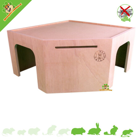 Getzoo Maison d'angle en bois pour cochon d'Inde sans clous 35 cm