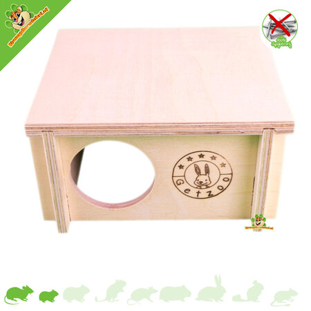 Getzoo Houten Spijkervrij  Dzungi Huisje 15 cm voor Knaagdieren!