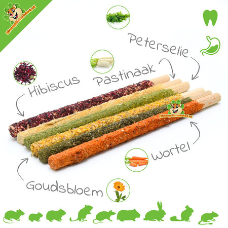 Ham-Stake Bois à ronger Hêtre 18 cm Mélange de bâtonnets de bois à ronger