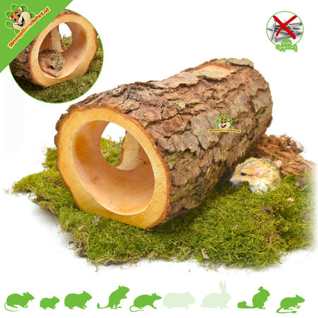 ¡Túnel de tronco de árbol de madera de aliso 33 cm para roedores!