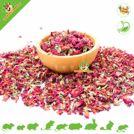 Suszone kwiaty czerwonej róży dla gryzoni i królików!