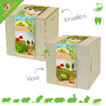 Caja de guirnaldas con heno y hierbas