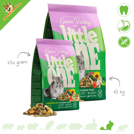 Mealberry Aliment pour chinchillas Little One Green Valley sans céréales 750 grammes