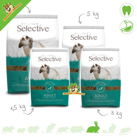 Supreme Alimento Supreme Selective Rabbit para conejos adultos: croquetas todo en uno (25 % de fibra).