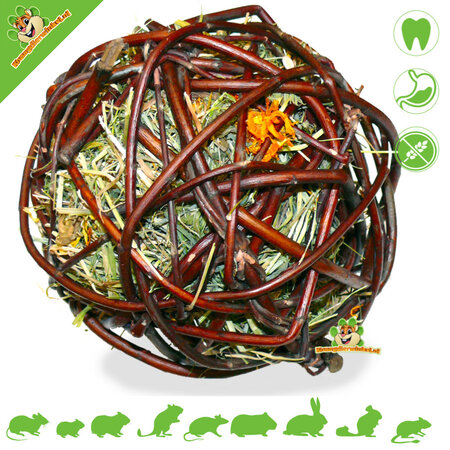 JR Farm Willow Ball Mountain Meadow Hay & Marigold Foraging Toy