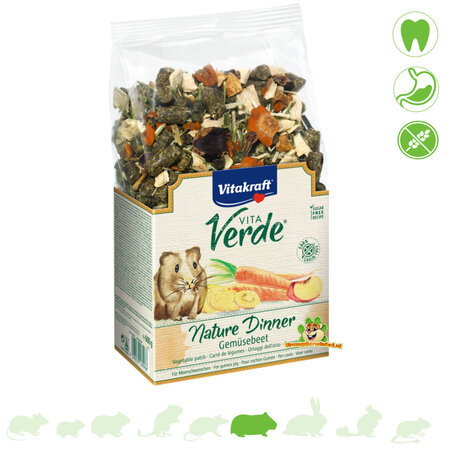 Vitakraft Comida para cobayas Vita Verde Nature Dinner Vegetable Garden 600 g – sin cereales