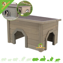 Casa para conejos con moderno techo de asfalto gris verdoso de 50 cm