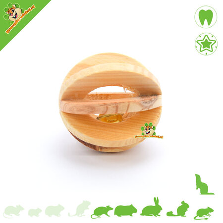 Trixie Boule à lamelles en bois avec clochette 6 cm