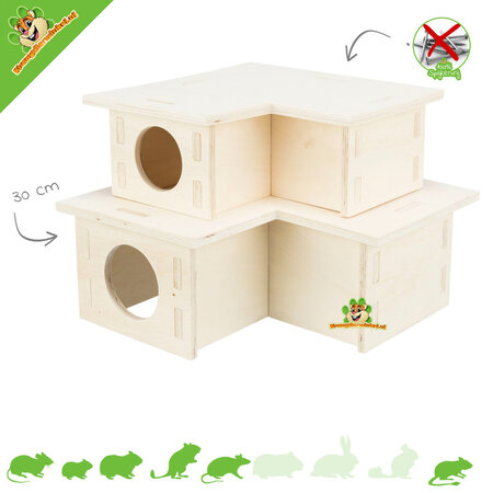 Trixie Spijkervrij Multi-room Maison d'angle 3 pièces pour rongeurs