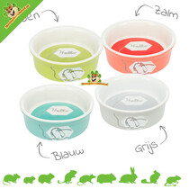Cuenco de cerámica para comida/agua con forma de conejo, 11 cm.