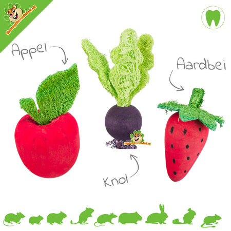 Trixie Juguetes de madera para roer frutas y verduras