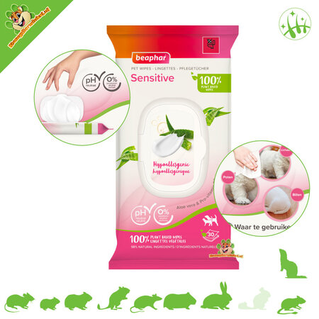 Beaphar Lingettes pour animaux sensibles