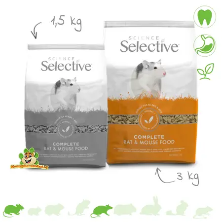 Supreme Aliments sélectifs pour rats et souris, adaptés aux souris, aux rats nains et aux rats domestiques.