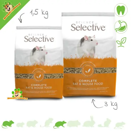 Supreme Aliments sélectifs pour rats et souris, adaptés aux souris, aux rats nains et aux rats domestiques.