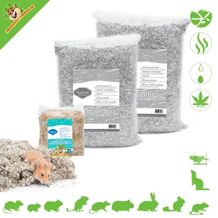 The Natural Pet Brand Cotton N Hemp Bodembedekking voor Knaagdieren & Konijnen!