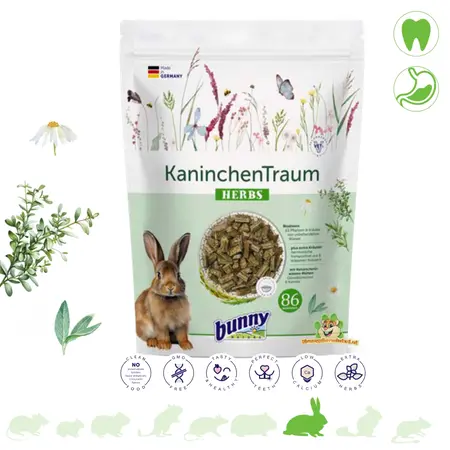 Bunny Nature KonijnenDroom Herbs: eine kräuterreiche Sorte für ausgewachsene (Zwerg-)Kaninchen