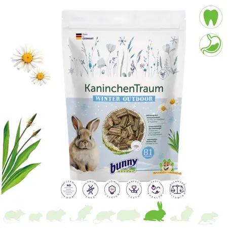 Bunny Nature KonijnenDroom Winter Outdoor nourriture pour lapins 1,5 kg – pour les lapins d'extérieur en hiver