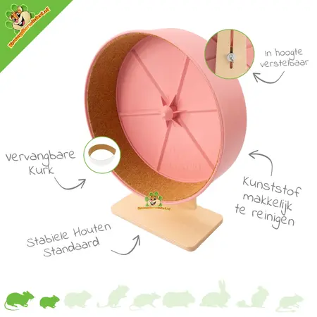 Getzoo Rueda de plástico para correr con soporte de madera y corcho de 27 cm