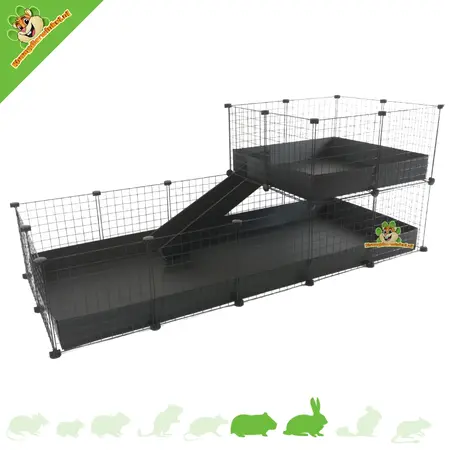 Draadkubus Kooi 5x2 - 180 x 75 cm + Loft 2x2