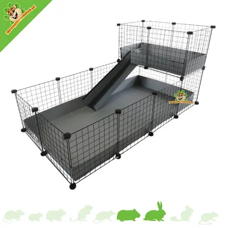 C&C® Cages Draadkubus Kooi 4x2 - 145 x 75 cm + Loft 2x1 Uitbreidbare Caviakooi