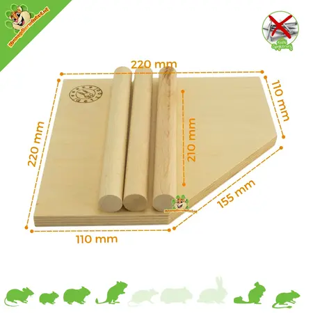 Getzoo Houten Hoekplateau 22 of 32 cm voor knaagdieren