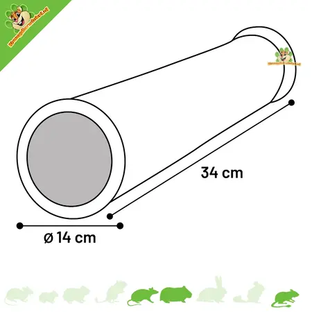 Tunnel en peluche Fizi de 34 cm pour rats, cobayes et octodons