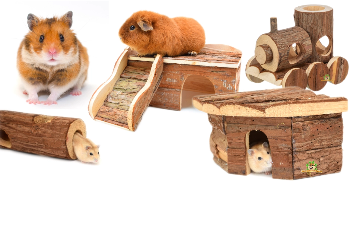 knaagdierwinkel huisjes, tunnels, schuilplaatsen, speeltjes voor knaagdier en konijn