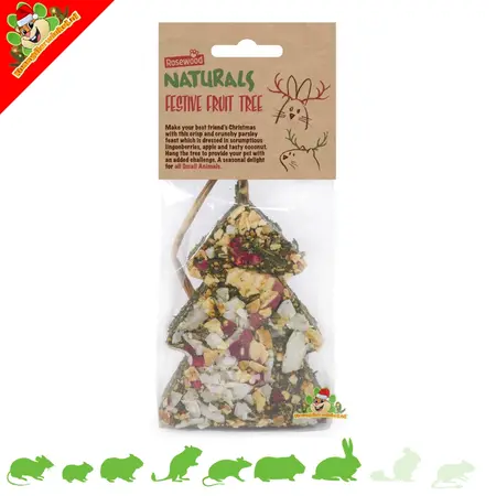 Rosewood Árbol de Navidad con frutas festivas