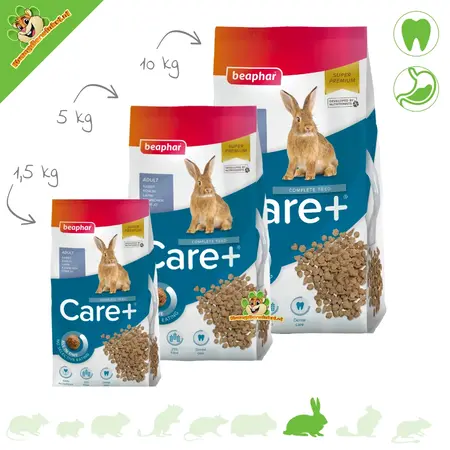 Beaphar Alimento para conejos Beaphar Care+ Rabbit: trocitos todo en uno con alto contenido en fibra (25 % de fibra)
