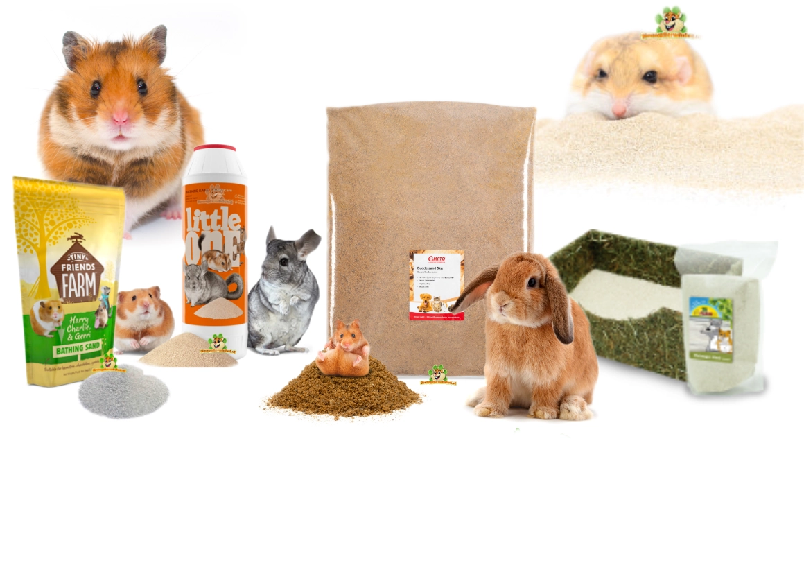 badzand, speelzand, humus en chinchillazand voor knaagdieren en konijnen