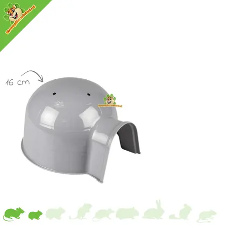 Casa tipo iglú gris para roedores de 16 y 25 cm para roedores pequeños.