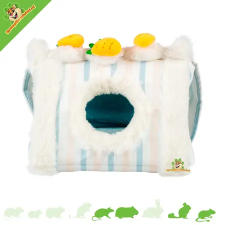 Pluche Huisje met Worteltjes 30 cm voor ratten, cavia’s en fretten