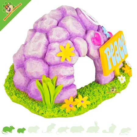Grotte en pierre violette Peace Rock Cave de 13 cm pour souris et petits hamsters nains