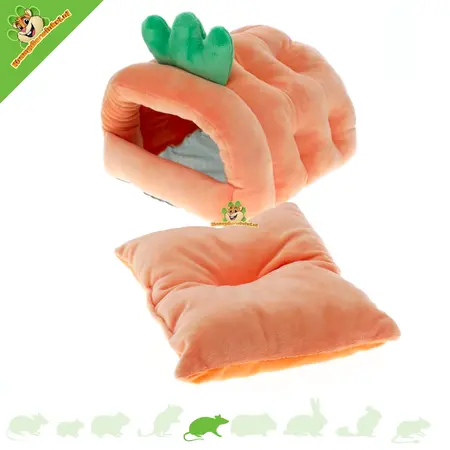 Pluszowy Śpiworek Marchewka 20cm – Miękki Domek do Śpicia z Poduszką dla Szczurów