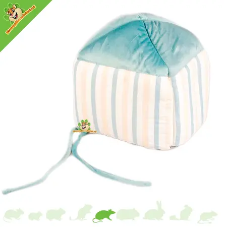 Pluszowy domek w paski 20 cm – miękki domek do spania z poduszką dla szczurów