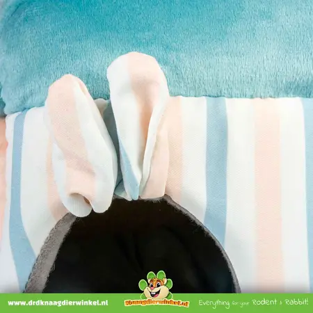 Plüsch Würfelhaus gestreift 20 cm – Weiches Schlafhaus mit Kissen für Ratten