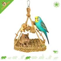 Columpio de hierba marina para pájaros y roedores, 19 cm