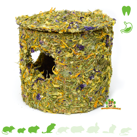 Kruidenhuisje met Bloemen 15 cm voor muizen, hamsters en gerbils