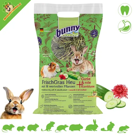 Bunny Nature FreshGras Heu Gurke & Rote Kornblume 500 Gramm