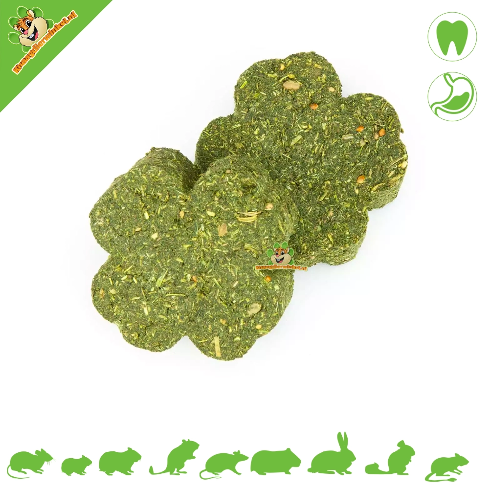 Mr Crumble Klavertje Vier Gelukskoekje – Natuurlijk Knabbelplezier voor Knaagdieren & Konijnen