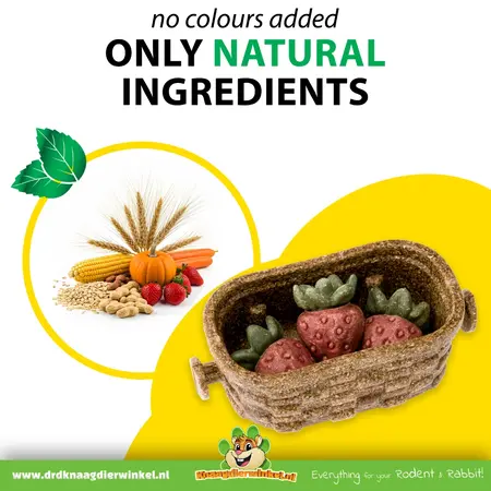 Ferplast Veggie Bites Strawberries in an edible basket – Healthy nibbling fun for rodents and rabbits