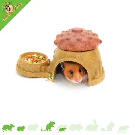 Maison Natural Veggie Bites avec gamelle pour petits rongeurs