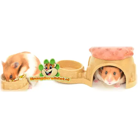 Ferplast Natural Veggie Bites Haus mit Futternapf für kleine Nagetiere