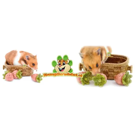 Ferplast Veggie Bites Strawberries in an edible basket – Healthy nibbling fun for rodents and rabbits