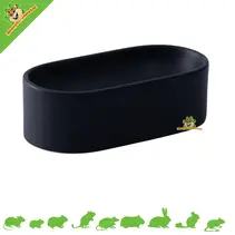 Keramik Speise- und Trinkschale oval schwarz 16,5 cm