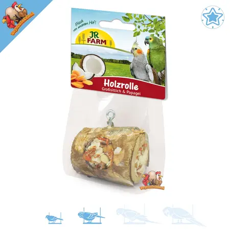 JR Farm Hängende Knabberrolle aus Holz mit Karotte und Kokosnuss