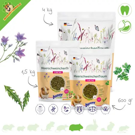 Bunny Nature CaviaDroom Junior – karma premium dla młodych świnek morskich z 63 roślinami i stabilizowaną witaminą C