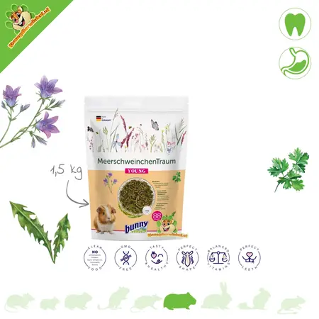 Bunny Nature CaviaDroom Junior – Premium Young Guinea Pig Food with 63 Plants & Stabilized Vitamin C